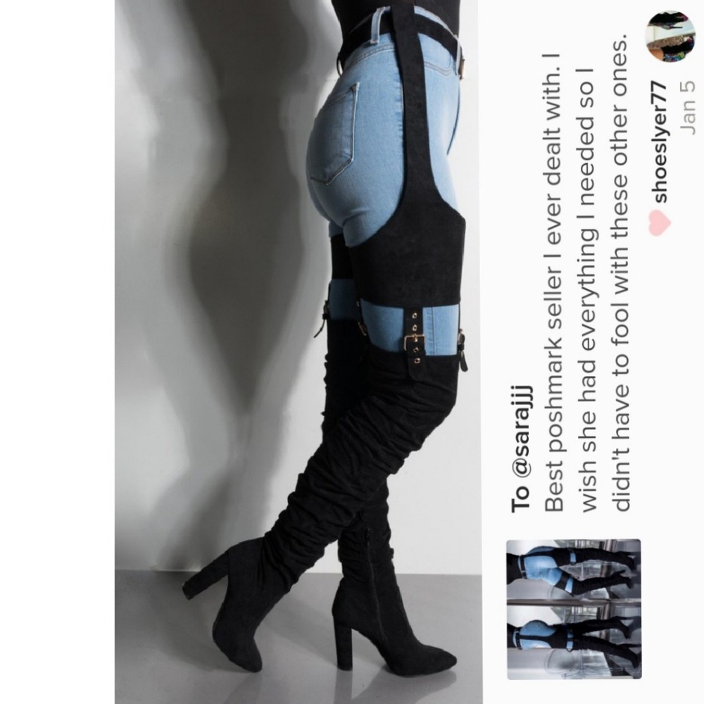 Last Siz 8.5 🔥Harness Belted Suede Over Knee Boot - Picture 3 of 8
